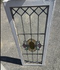 Antique Leaded Stain Glass Window 41x15x1-1 2 Frame 37x11 Glass