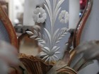 Antique Vintage Pair French Cut Glass Mirrored Polychrome Sconces Wall Lights