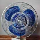 Vintage Lasko 16  Oscillating Fan Blue Blades Retro Desk Table Fan Refurbished
