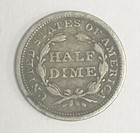 1857 Us Mint Seated Liberty Half Dime 90  Silver Coin   Very Good   Free Ship