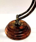 Nautical Antique Brass Magnifying Glass Adjustable Magnifier In Wooden Base Desk