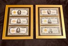 Large Denomination Display U s  Currency  Double Set - Framed   Matted