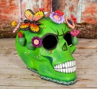 Day Of The Dead Cactus Sugar Skull Monarch Handmade Clay Puebla Mexican Folk Art