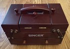 Vintage Singer Wooden Sewing Box Accordion Fold Out Caddy With Lots Of Supplies