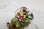 Fitz And Floyd Blown Glass Teddy Bear Sleigh Christmas Ornament