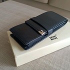 Authentic Montblanc 3 Pen Pouch Holder Case In Black Genuine Leather Vp528