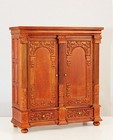 1 12 Scale Miniature Victorian Carved Walnut Wardrobe Cabinet Dollhouse Furnitur