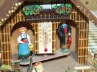 Vintage German Toggili Weather House Station Chalet Thermometer Barometer
