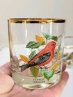 Vtg West Virginia Glass Co American Songbirds Rocks Cocktail Glasses Gold Trim