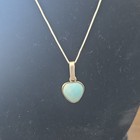 Sterling Silver 925 Turquoise Heart Necklace And Earrings Set Jewelry Blue