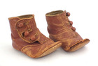 Antique Pair Of Bisque Doll Or Baby High Top Leather Button Up Shoes Or Booties