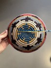 Handmade Woven African Basket Blue Orange Geometric Rwanda Tutsi Wall Decor Boho