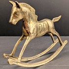 Vintage Solid Brass Rocking Horse Figurine 8x5 5 Inch Nursery Decor 