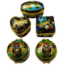 Vintage Enameled Pill  Trinket Box Collection Lot 5pc