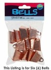 6 Copper Plated Cow Bells Crafts Chimes Pet Collar Or Toy 1-1 4  H Rectangular