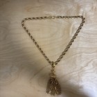     monet Damita 18k Gold Plt Necklace Heavy Tasseled Rope Chain 1960s Book Piece