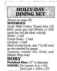 Holly Day Dining Set  Doily  Coaster  Nap Ring   533-35  Vintage Crochet Pattern