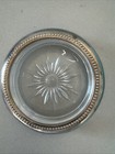 Vintage W s Blackinton Crystal   Silver Coaster Ashtray Set Of 4 New 