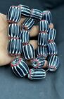 Skunk Vintage Venetian Trade Old African Glass Layer Multi Chevrons Hug Lot Bead