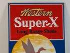 Western Super-x Long Range Shells 14-5 8  Ande Rooney Porcelain Enameled Sign
