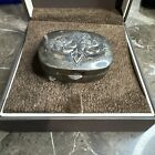 Vintage Mervyn s 925 Sterling Silver Repousse Floral Pill trinket Box