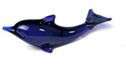 Vintage Cobalt Blue Art Glass Dolphin Figurine 6  Nautical Marine Decor