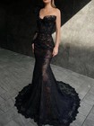Black Sweetheart Prom Dresses Mermaid Appliques Evening Dress Gown For Women