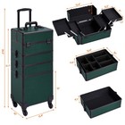 Rolling Makeup Case Large  4 In 1 Professional Makeup Train Case  Dark Green