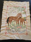 Vintage Horse Foal Embroidery Scene Complete 17 5 X 12 5 Wall Art Flowers 