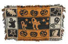 Vtg Halloween Windham Trading Harvest Woven Tapestry Throw Rug 90s Decor 25x44 