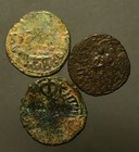 F-346 Floor Sweepings --  Umayyad  Standing Caliph Coppers   Lot Of 3 Pieces