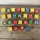 Vintage Wooden Alphabet Blocks Complete A-z Learning Toy 26 Pc Color Letter Set