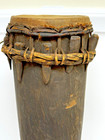 Vintage African Tribal Primitive Drum Wooden Leather Skin Top 23  6  Diam Top