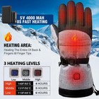 Heated Gloves Electric Rechargeable 2x4000mah Battery Hand Warm Thermal Winter