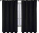 Black Blackout Curtains 42 X 63 Inch set Of 2 Panels Rod Pocket Room Darkening C