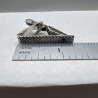 Vintage Skinny Tie Clip Tie Bar Clasp Silver Tone Nos 50s-70s L 0271 With Stone