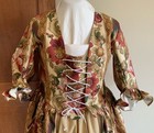 Xl l Outlander  Colonial  Flame   Floral Stripe Polonaise Over Dress Gown Nwot
