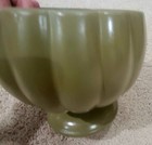 Vintage Floraline Green Ribbed Pedestal Ceramic 6  Planter Mid-century Modern 