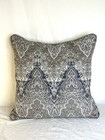 Damask Style Decorative Pillow In Blue Taupe And Cream