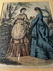 Antique 19th C    Authentic Victorian Paris Fashion Framed Lithograph - 15   x12 