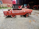 Vintage Metal Pedal Car Fire Truck Style Red  fire  Full Ball Bearing