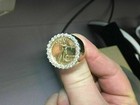 2 10ct Round Cut Simulated Diamond Lady Liberty Coin Ring 14k Yellow Gold Finish