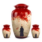 Samurai Autumn Cremation Urn For Adult Funeral Warrior Red Leaf Ashes Holder