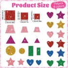 714pcs Colorful Glitter Foam Stickers stars Heart Circle Shapes Adhesive Geom   