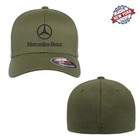 Mercedes-benz Type Logo Embroidered Flexfit Fitted Ball Cap Front Back Stitch