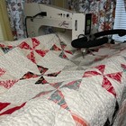 Hand Made Pinwheel Quilt Machine Pieced   Quilted Peach Pastels White 55  X 61 