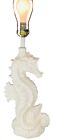 Vtg White Seahorse Lamp Palm Beach Plaster Regency Coastal 22  H Working Mcm