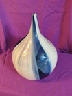 Elle Home Decor Art Glass Hand Blown White  Clear   Blue Vase