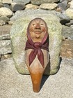 Antique Anri Italy Hand Carved Painted Wood Mechanical Nutcracker Woman Lady