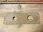 Vtg Aged Patina Large Heavy Cast Brass Door Knob Backplate